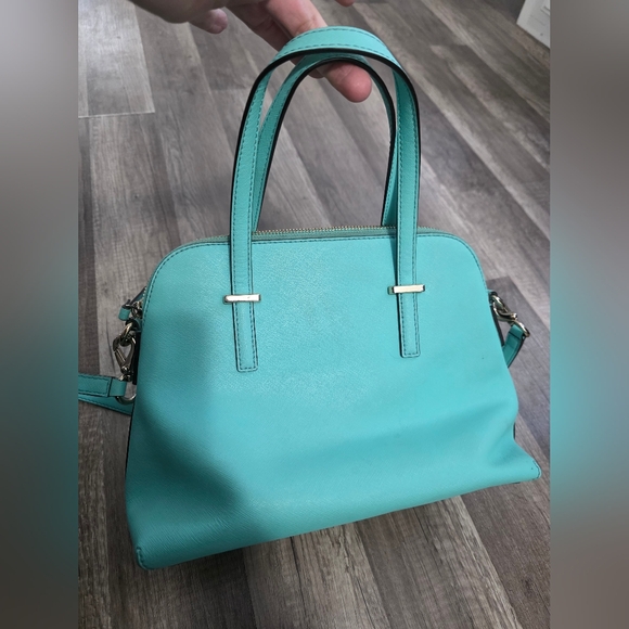 Kate Spade Mint Turquoise Bowler Satchel Crossbody Bag Y2K Classy Aqua Designer - Picture 4 of 13